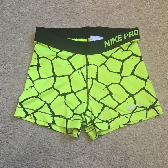 Nike Pants - Nike Pro Lime and Black Patterned Shorts